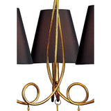 Paola 55cm 3 Light Chandelier - Gold With Black Shades