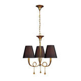 Paola 55cm 3 Light Chandelier - Gold With Black Shades