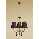 Paola 55cm 3 Light Chandelier - Gold With Black Shades