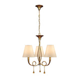 Paola 55cm 3 Light Chandelier - Gold With Cream Shades