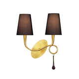 Paola 2 Light Wall Light With Switch - Gold With Black Shades