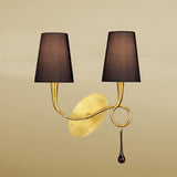 Paola 2 Light Wall Light With Switch - Gold With Black Shades