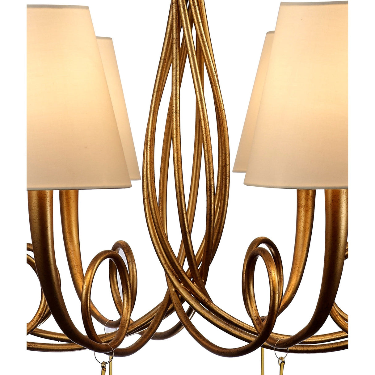Paola 95cm Round 8 Light Chandelier - Gold With Cream Shades