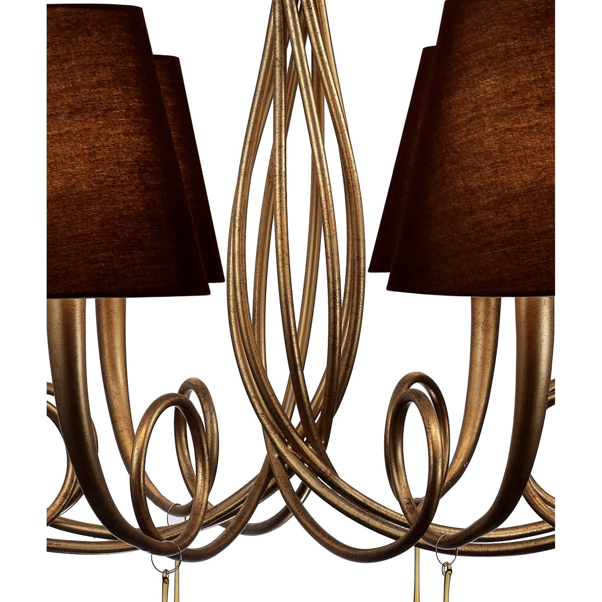 Paola 95cm Round 8 Light Chandelier - Gold With Black Shades