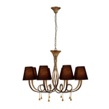 Paola 95cm Round 8 Light Chandelier - Gold With Black Shades