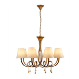 Paola 95cm Round 8 Light Chandelier - Gold With Cream Shades