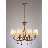 Paola 95cm Round 8 Light Chandelier - Gold With Cream Shades
