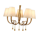 Paola 70cm Round 5 Light Chandelier - Gold With Cream Shades