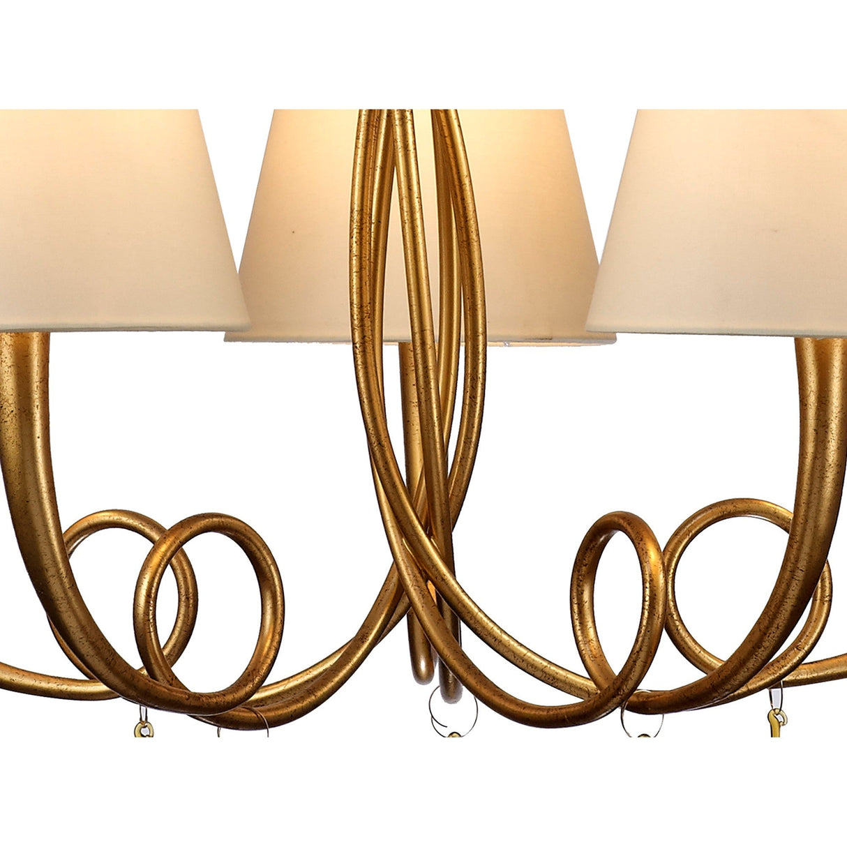 Paola 70cm Round 5 Light Chandelier - Gold With Cream Shades