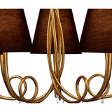 Paola 70cm Round 5 Light Chandelier - Gold With Black Shades