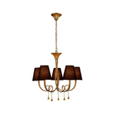 Paola 70cm Round 5 Light Chandelier - Gold With Black Shades
