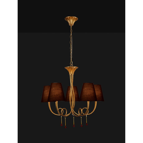 Paola 70cm Round 5 Light Chandelier - Gold With Black Shades