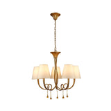 Paola 70cm Round 5 Light Chandelier - Gold With Cream Shades