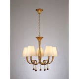 Paola 70cm Round 5 Light Chandelier - Gold With Cream Shades