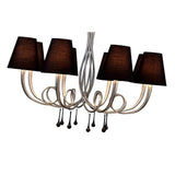 Paola 95cm Round 8 Light Chandelier - Silver With Black Shades