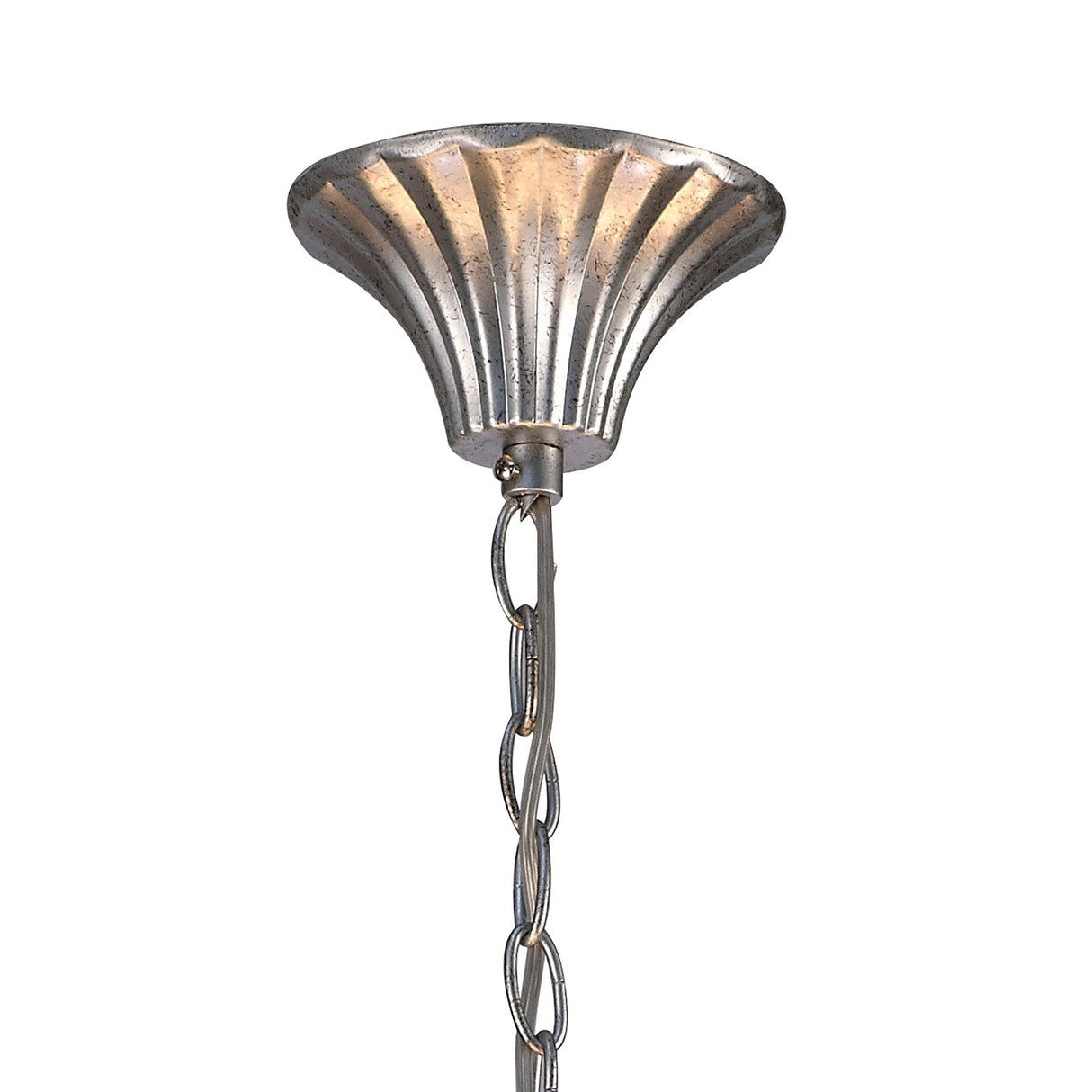 Paola 95cm Round 8 Light Chandelier - Silver With Cream Shades