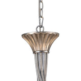Paola 95cm Round 8 Light Chandelier - Silver With Cream Shades