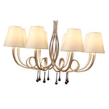 Paola 95cm Round 8 Light Chandelier - Silver With Cream Shades