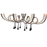 Paola 95cm Round 8 Light Chandelier - Silver With Cream Shades