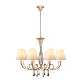 Paola 95cm Round 8 Light Chandelier - Silver With Cream Shades