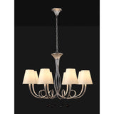 Paola 95cm Round 8 Light Chandelier - Silver With Cream Shades