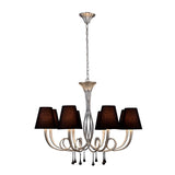 Paola 95cm Round 8 Light Chandelier - Silver With Black Shades