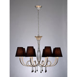 Paola 95cm Round 8 Light Chandelier - Silver With Black Shades