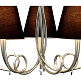 Paola 70cm Round 5 Light Chandelier - Silver With Black Shades