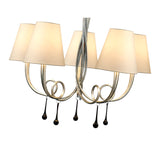 Paola 70cm Round 5 Light Chandelier - Silver With Cream Shades