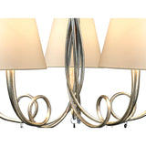 Paola 70cm Round 5 Light Chandelier - Silver With Cream Shades
