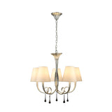 Paola 70cm Round 5 Light Chandelier - Silver With Cream Shades
