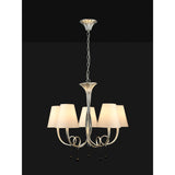 Paola 70cm Round 5 Light Chandelier - Silver With Cream Shades