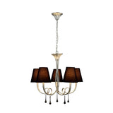 Paola 70cm Round 5 Light Chandelier - Silver With Black Shades