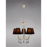 Paola 70cm Round 5 Light Chandelier - Silver With Black Shades