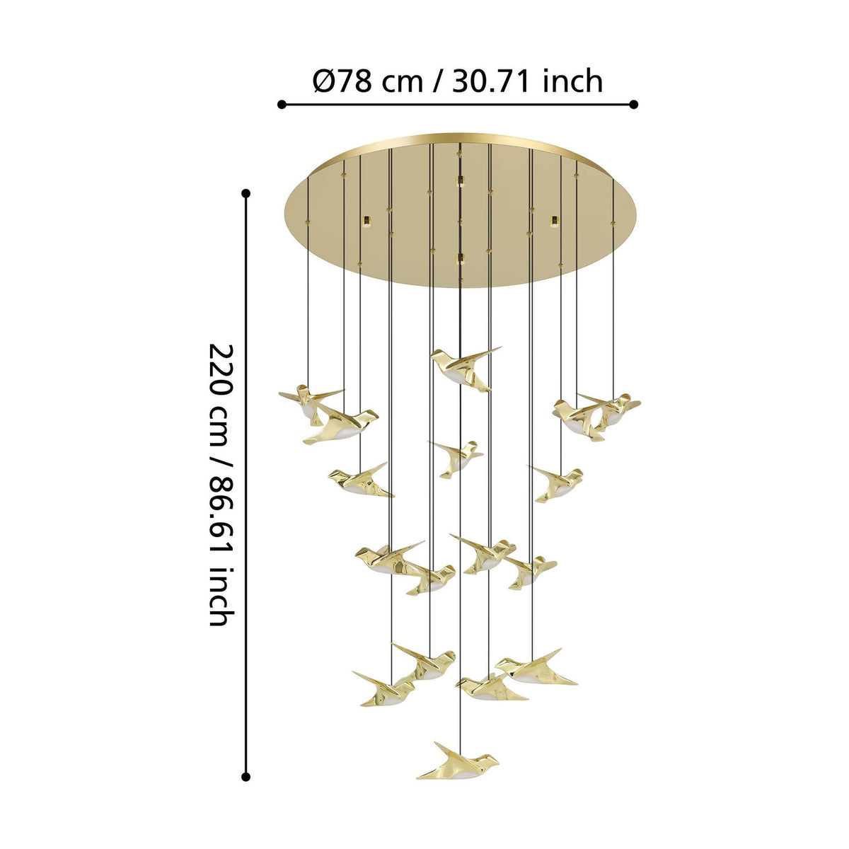Paratebueno 2 17 Light Pendant - Brass