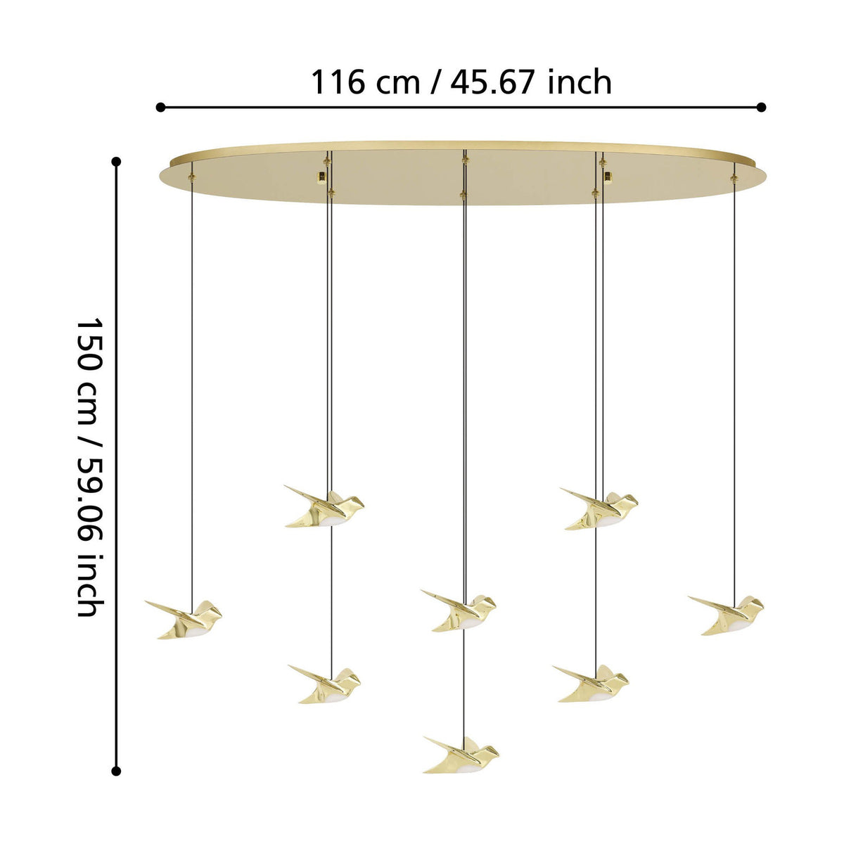 Paratebueno 2 8 Light Linear Pendant Light - Brass