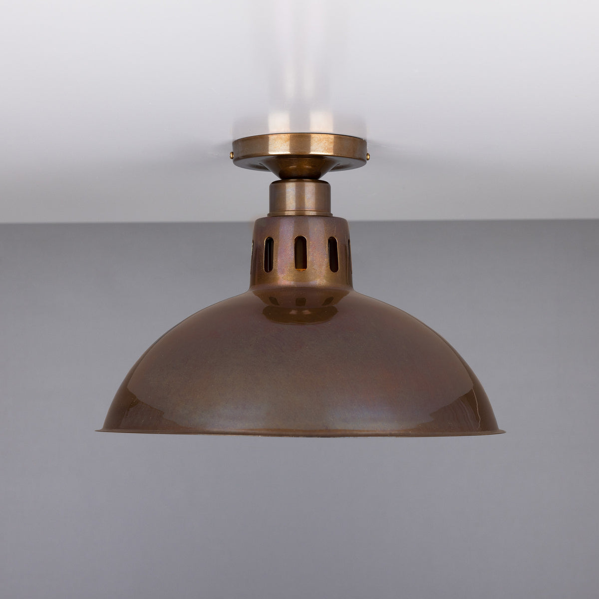 Paris Industrial Brass Dome Flush Ceiling Light