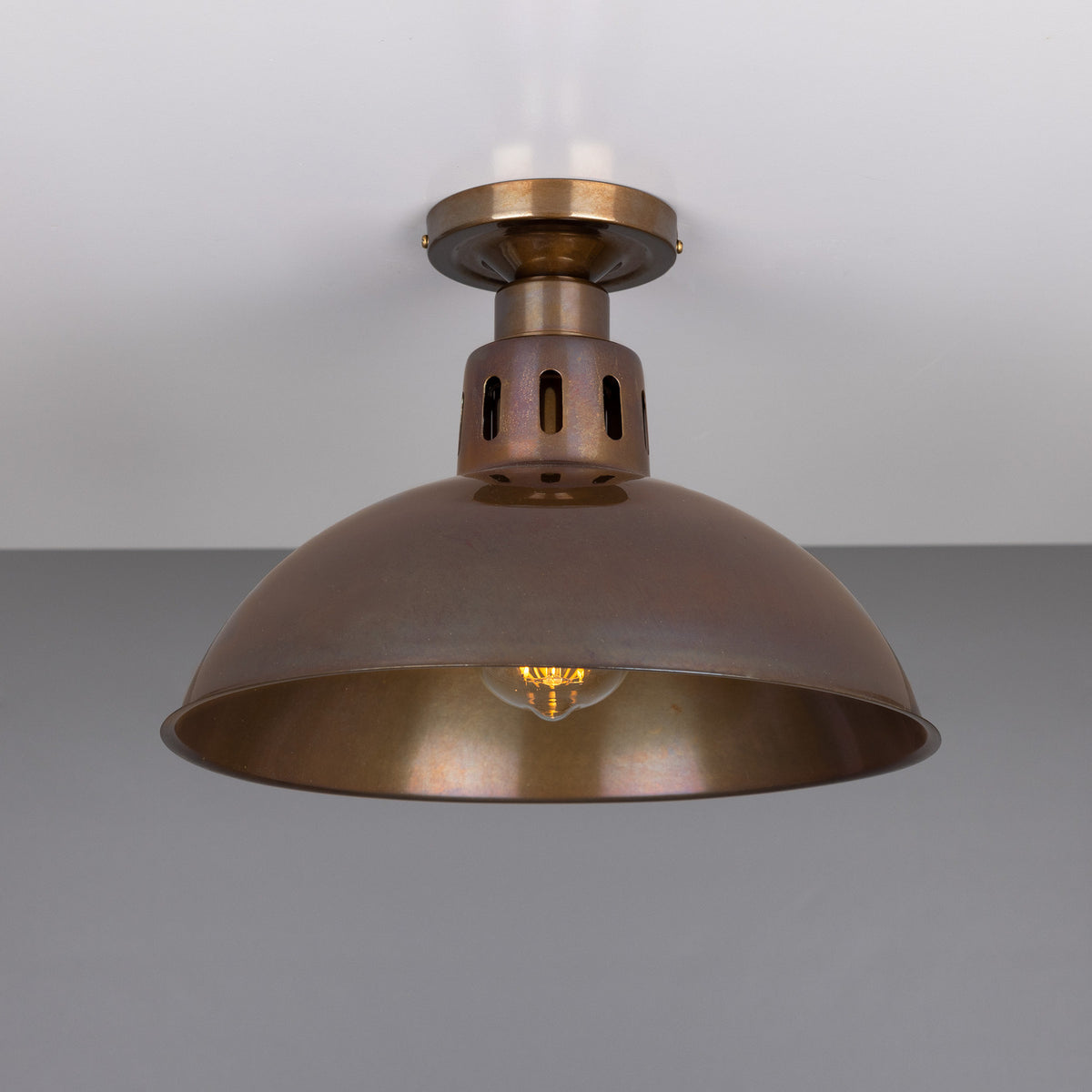 Paris Industrial Brass Dome Flush Ceiling Light