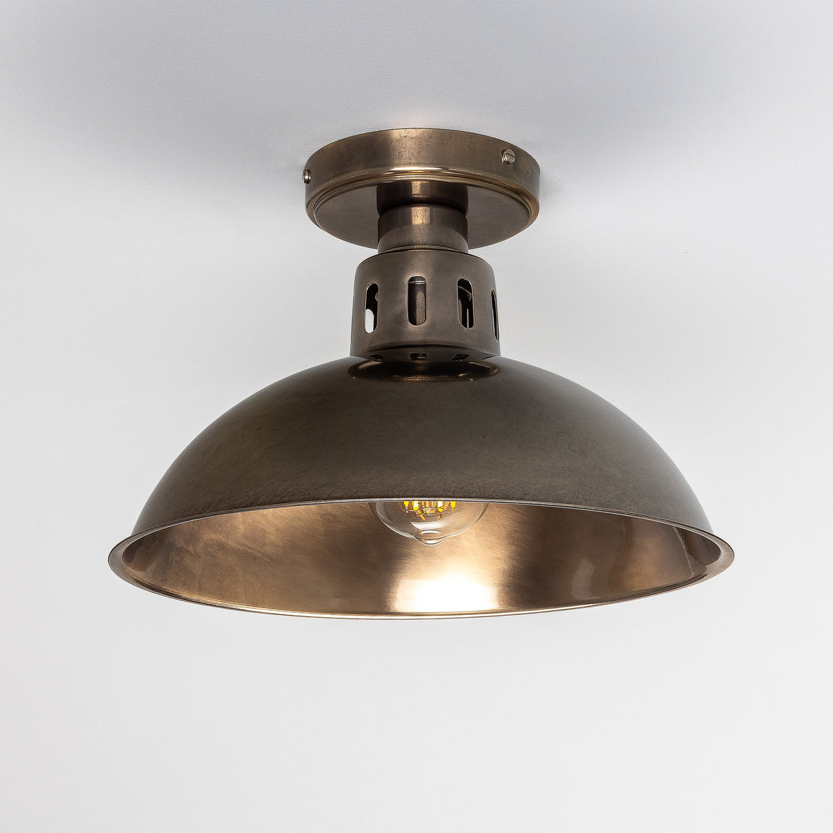 Paris Industrial Brass Dome Flush Ceiling Light