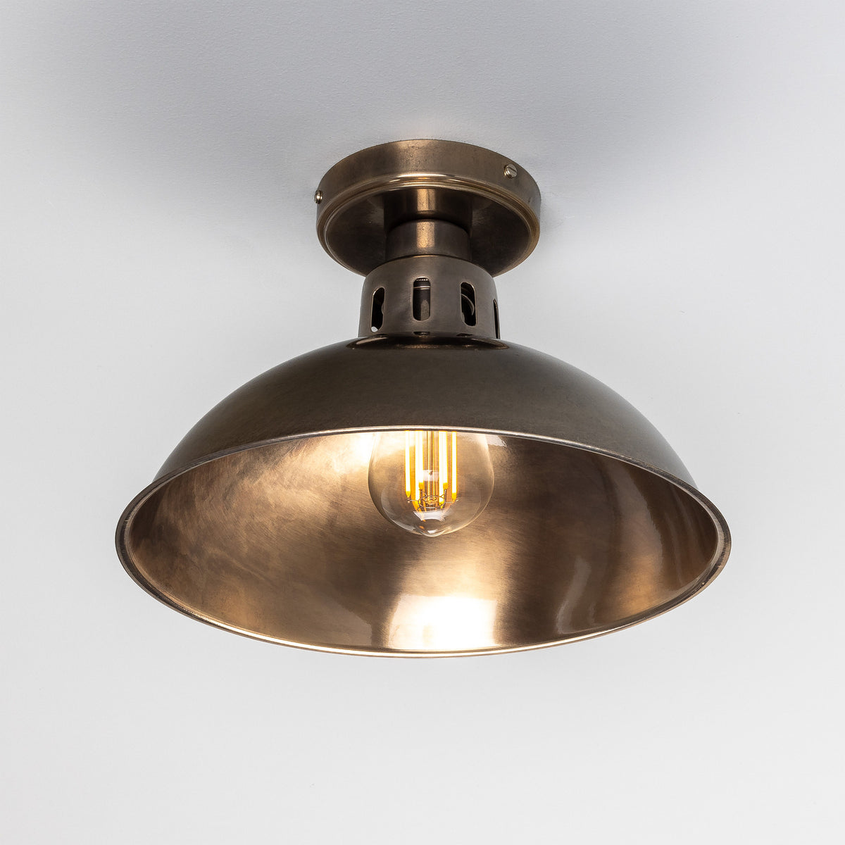 Paris Industrial Brass Dome Flush Ceiling Light