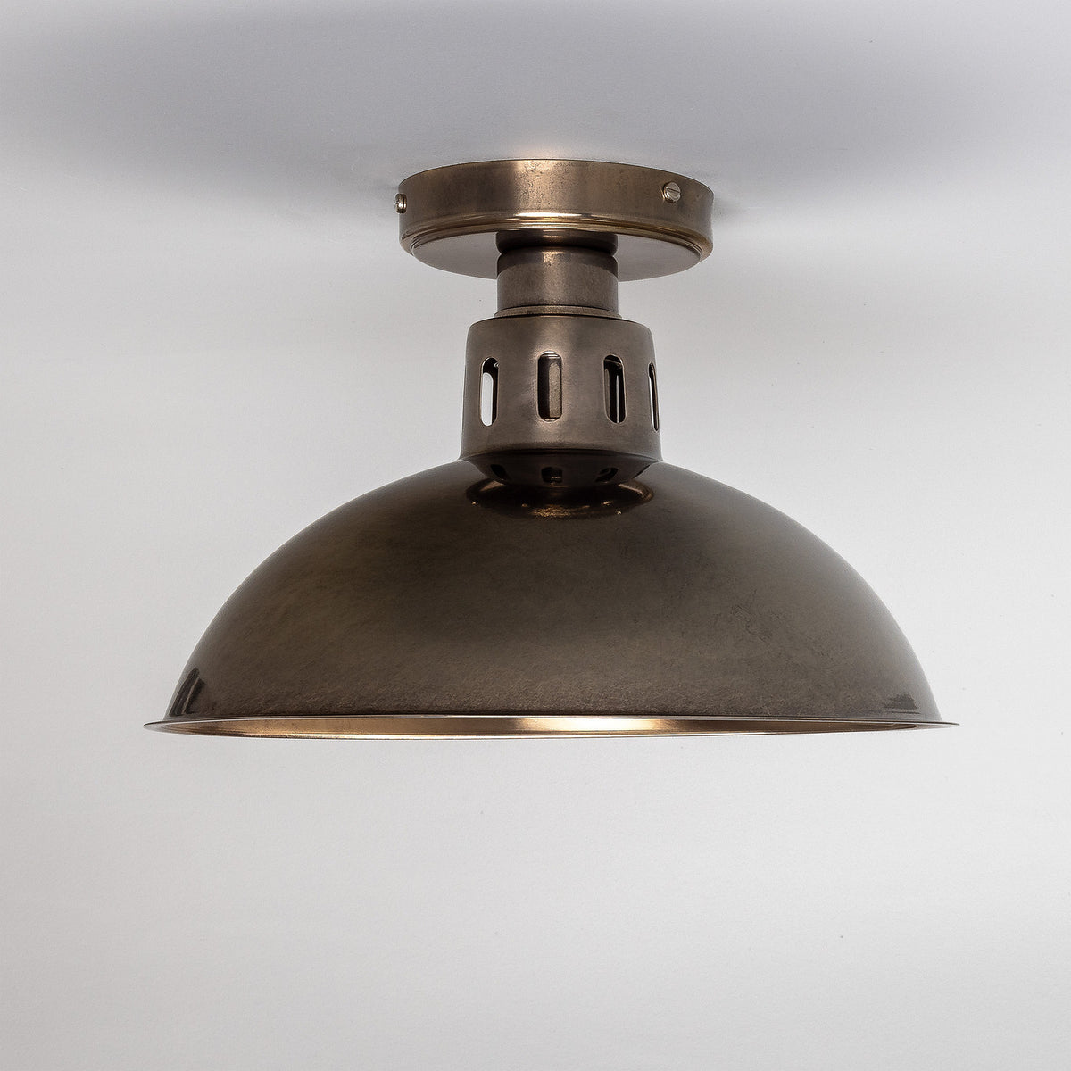 Paris Industrial Brass Dome Flush Ceiling Light