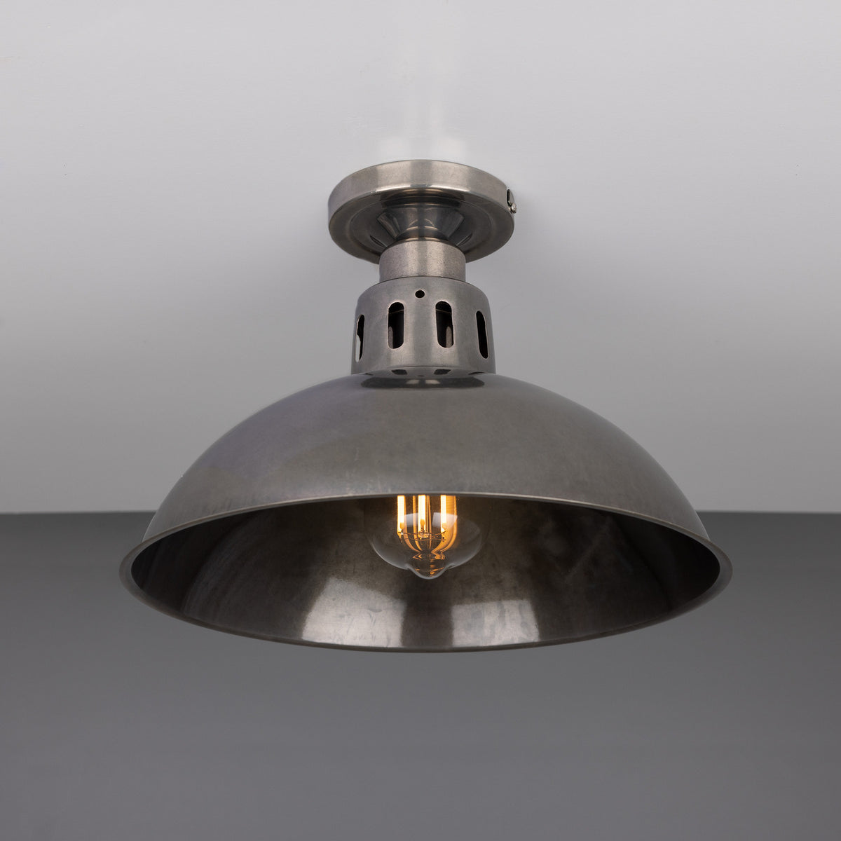Paris Industrial Brass Dome Flush Ceiling Light