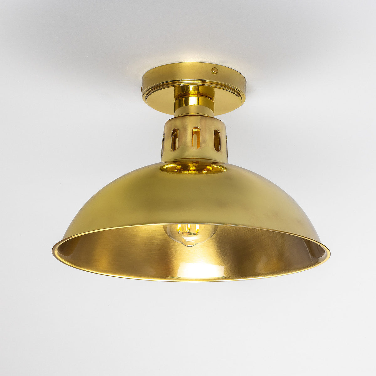Paris Industrial Brass Dome Flush Ceiling Light