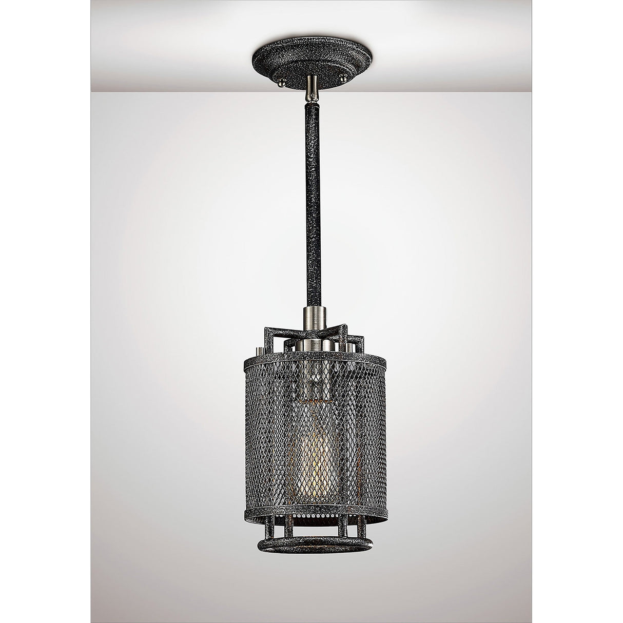 Parker 1 Light Pendant Light - Weathered Zinc & Brushed Nickel