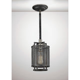 Parker 1 Light Pendant Light - Weathered Zinc & Brushed Nickel
