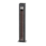 The Parkstone Large LED Bollard features a sleek, modern design with a dark gray body resembling basalt stone. Its rectangular silhouette includes a vertical inset panel and is topped with a small, square metallic cover in stainless steel, channeling contemporary aesthetics effortlessly.