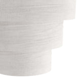 Close-up of the Parogno fabric pendant light showing its three-tier cream drum shades with visible woven texture, stepping down in diameter.