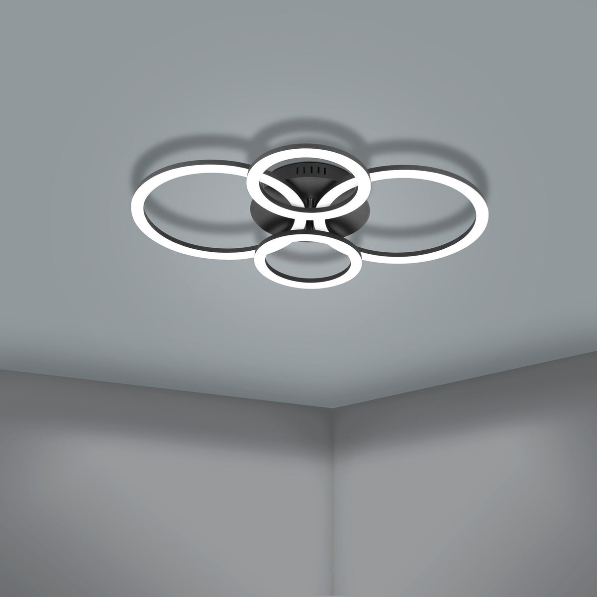 Parrapos Smart LED Flush Ceiling Light 61.4 x 45cm - Black