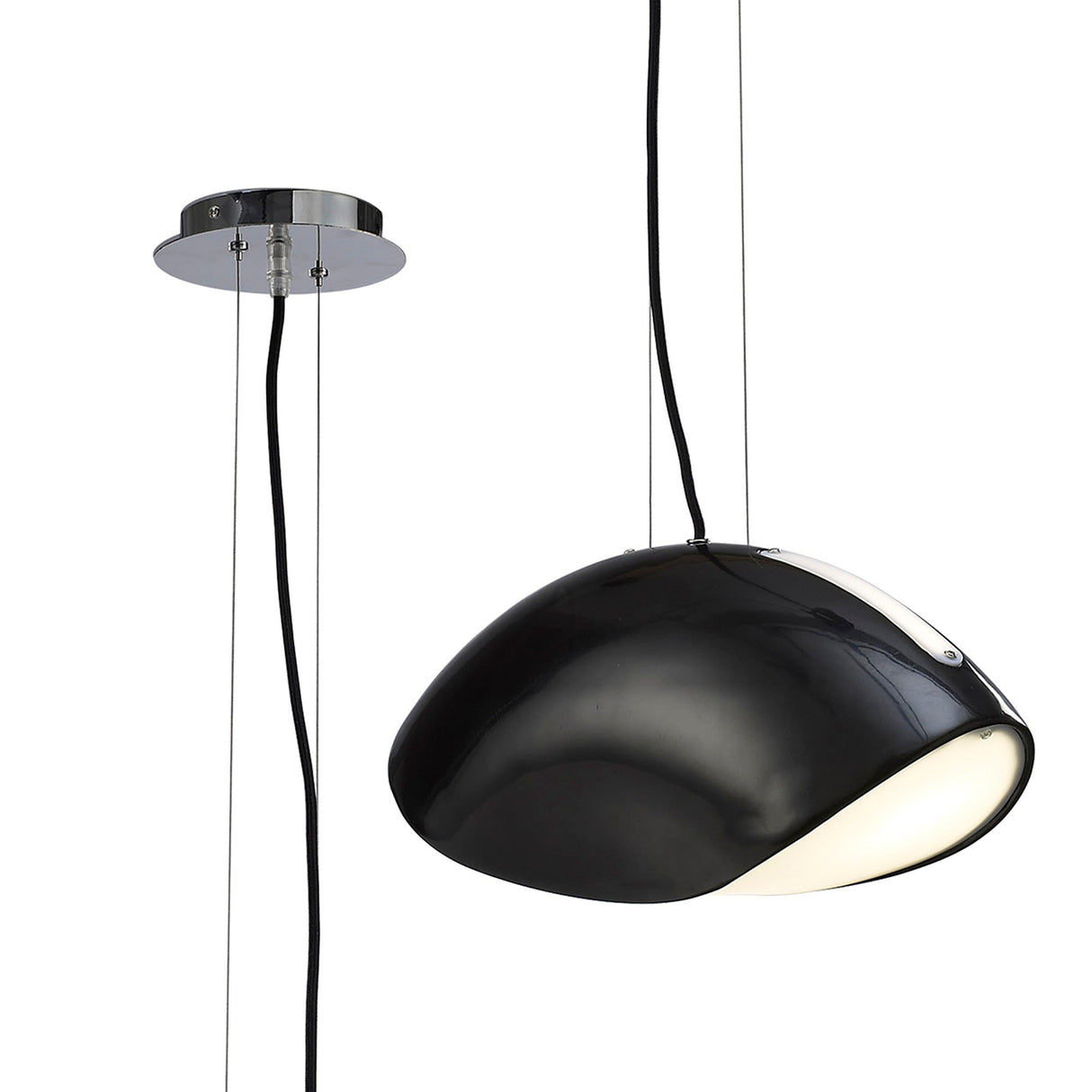 Pasion 3 Light Pendant Light – Gloss Black & Polished Chrome