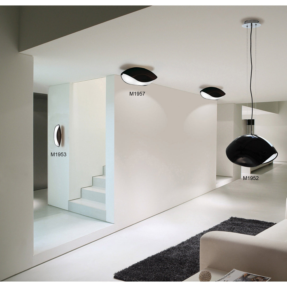 Pasion 3 Light Pendant Light – Gloss Black & Polished Chrome